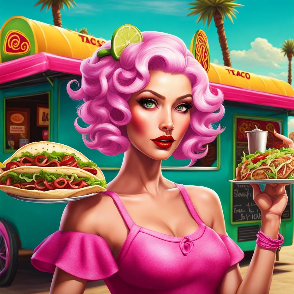 Medusa at Taco Stand: A Digital Art Portrait