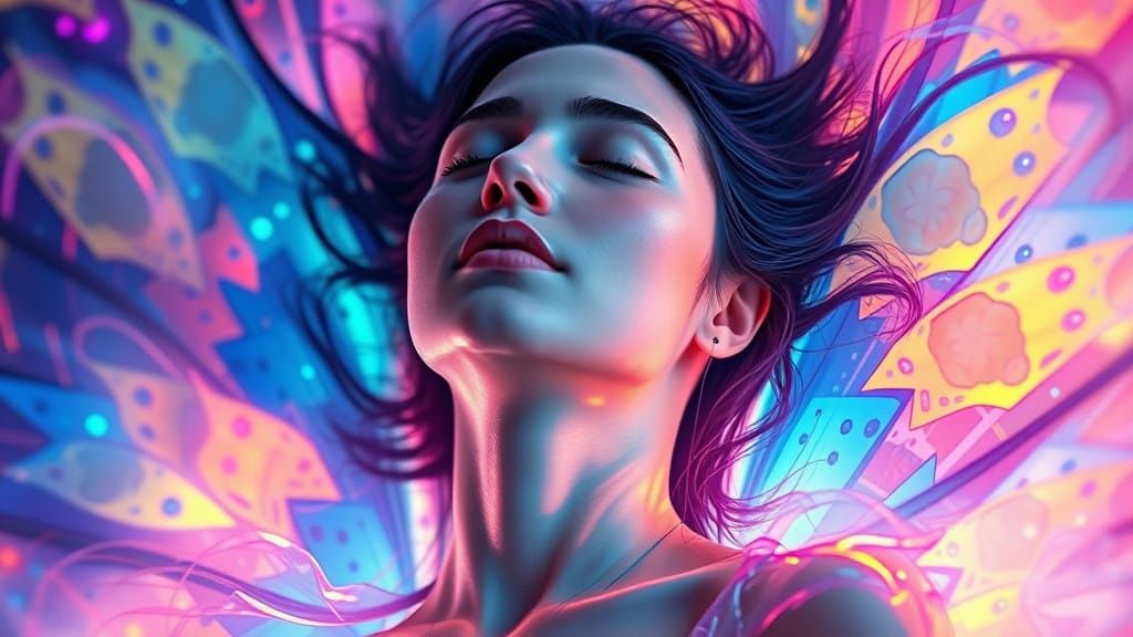 Ethereal Beauty Lost in Vibrant Patterns