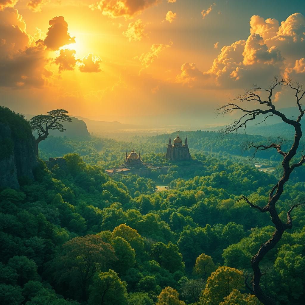 Ethereal Landscape with Emerald Forests, Unreal Engine 5