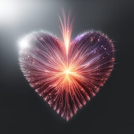 Glowing Heart with Glitter Sparkles on Black