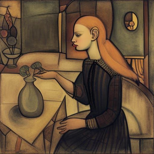Girl in Style of Rackham and Klee