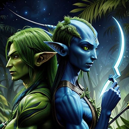 Elf Alien Archer in Exotic Jungle