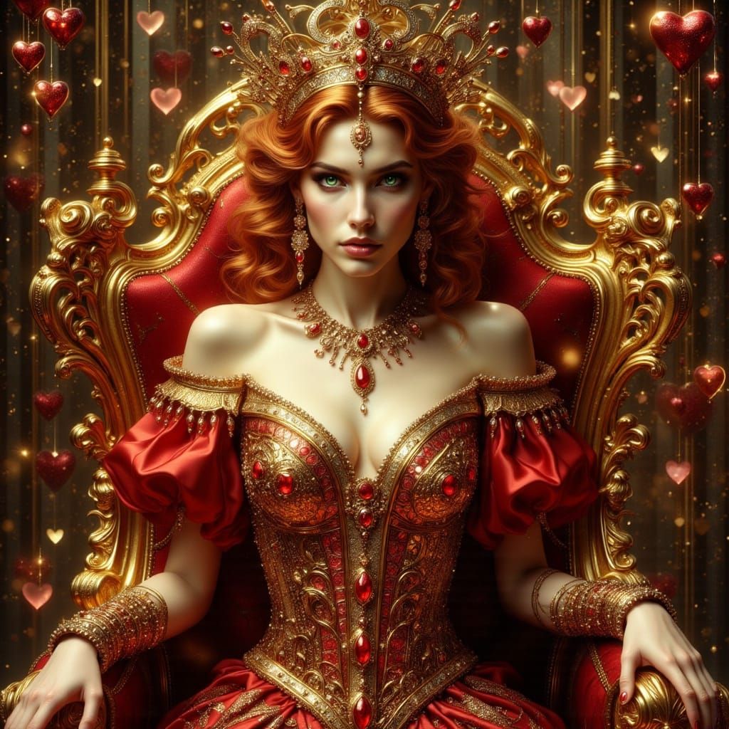 Queen of Hearts in Art Nouveau Punk Style