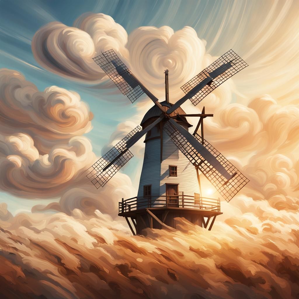 Ethereal Wind Goddess Over Fantasy Landscape