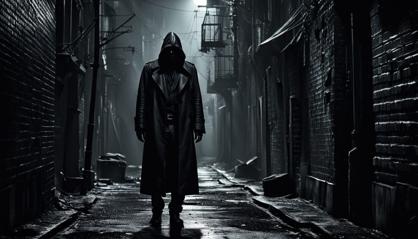Ominous Stranger in a Gritty Alleyway