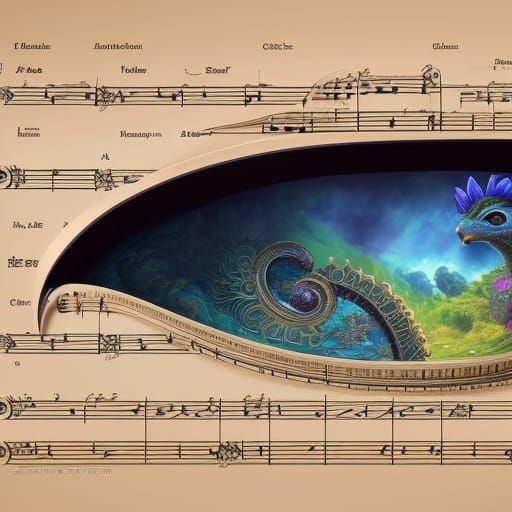 Musical Cat Sketch: A Hyperdetailed 3D Illustration