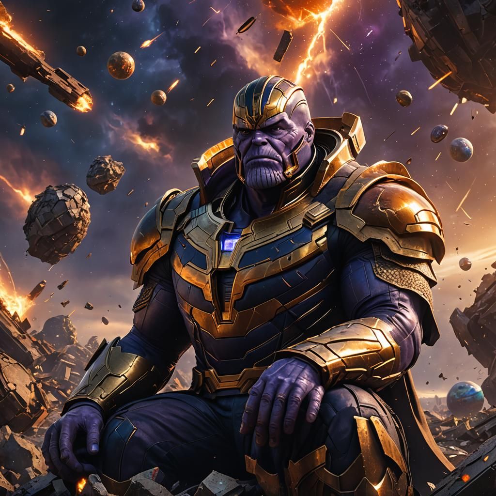 Thanos on Shattered Throne: Epic Digital Concept Art