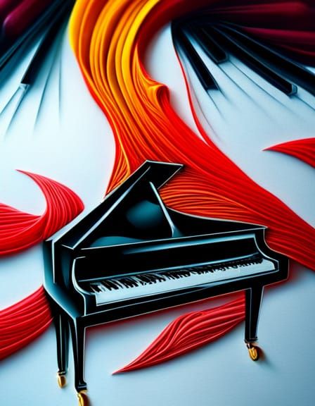 Piano in Paper Quilling and Airbrush Style