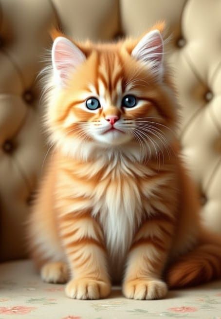 A fluffy, ginger Maine-C00N  kitten