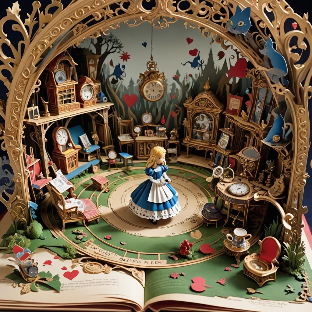 Alice in Wonderland Pop-Up Book Illustration