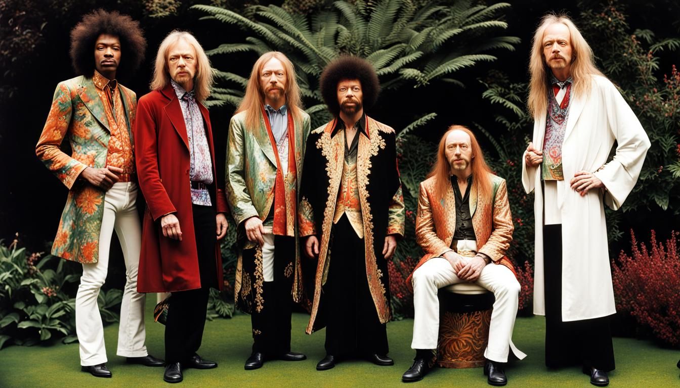 Rock Supergroup Portrait in Flowerland Garden