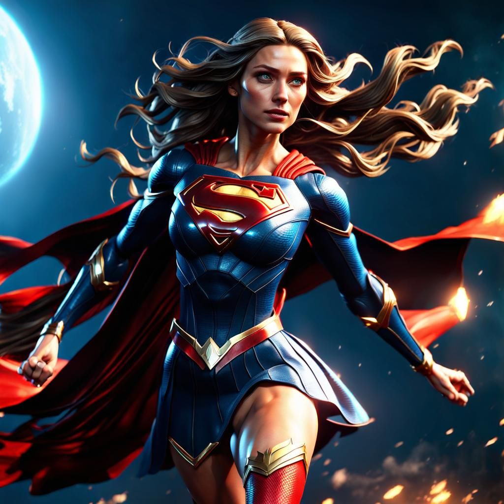 Super Girl flying high