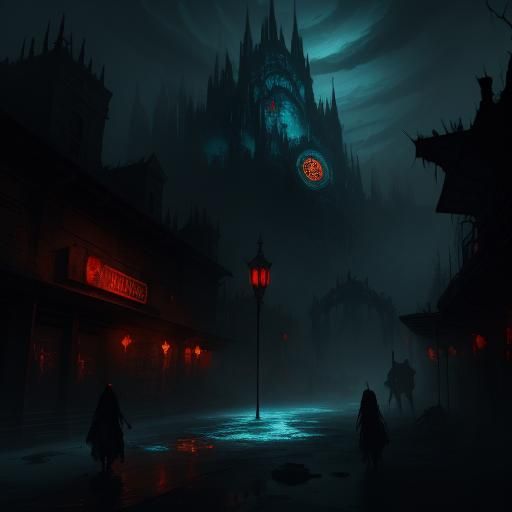 Dark Fantasy Supermarket with Grotesque Staff, Concept Art