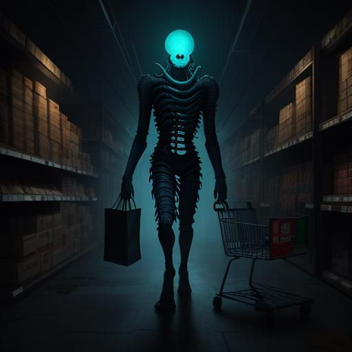 Lovecraftian Supermarket Scene in Digital Matte Painting