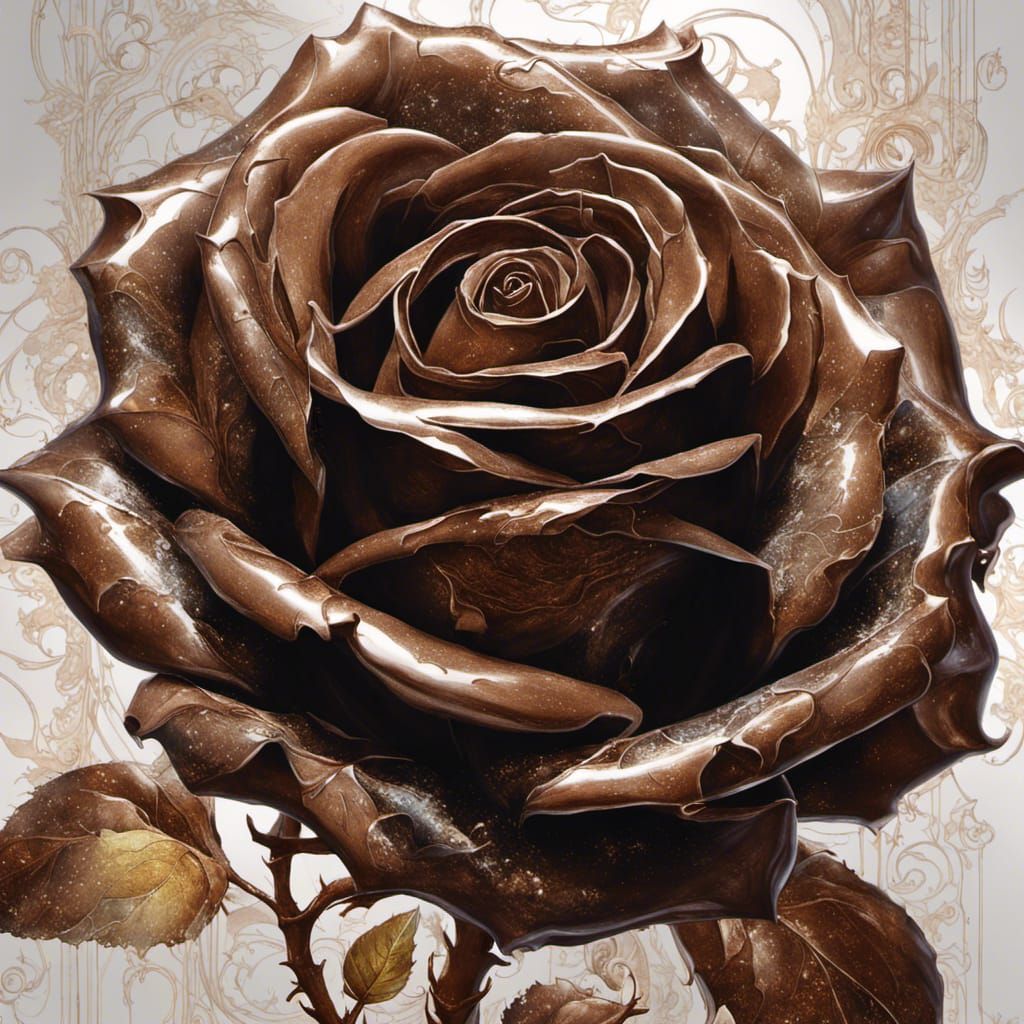 Dark Chocolate Rose with Glittery Flourishes