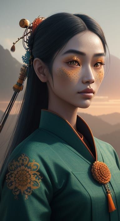 Nepali Geisha in Warm, Golden Light