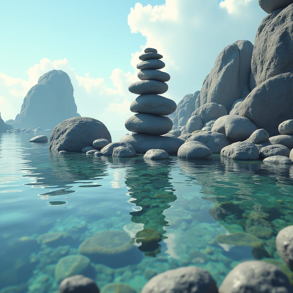 Ethereal Balance of Nature's Forces in a Dreamlike Landscape