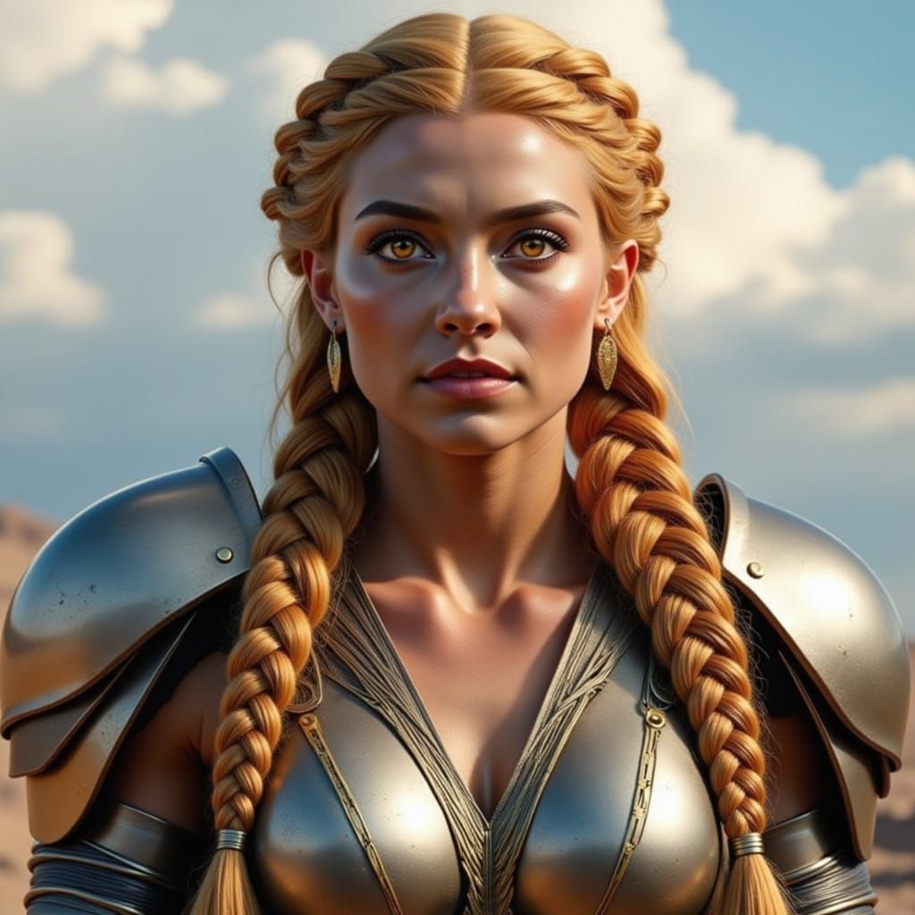 Ethereal Warrior Woman in Futuristic Armor