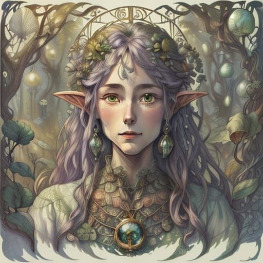 Whimsical Forest Sprite Dancing in Bioluminescent Grove