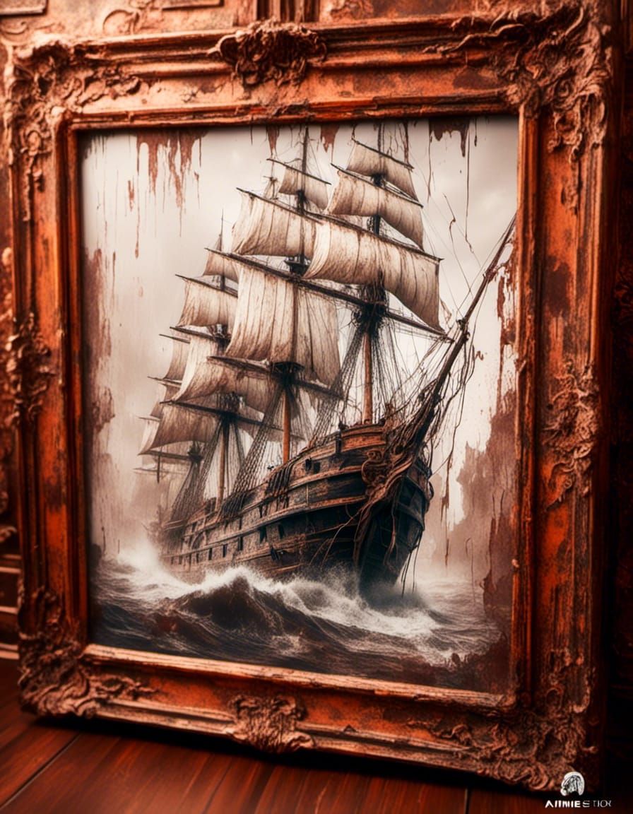 <lora:SuperHyperrealism:1.0> <lora:Macabre:1.0> Tall Ship By artist "anime", 3d anime art, inspired by WLOP, Artstation,...