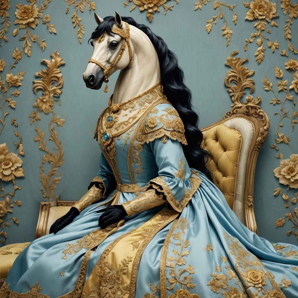 Anthropomorphic Horse in Regency Dress, Oil Painting