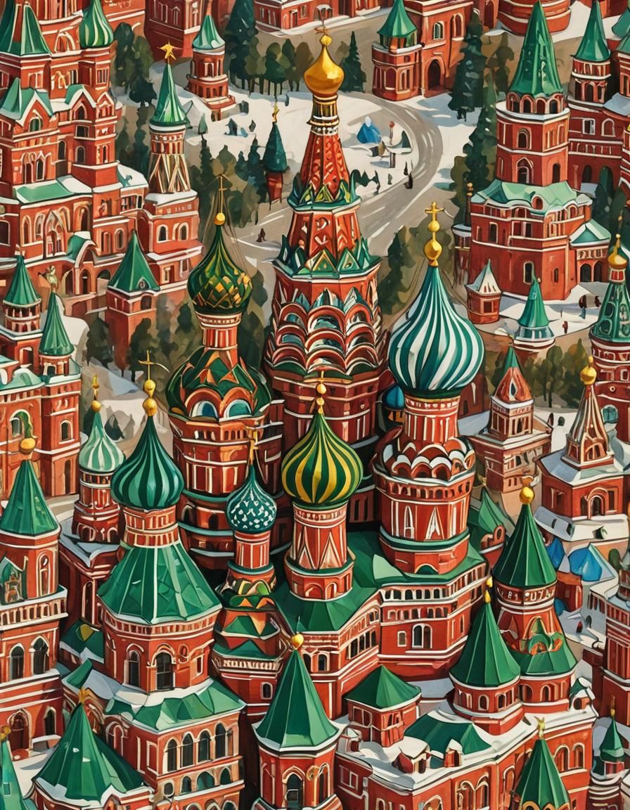 St. Basil's Cathedral in Russian Folk Art