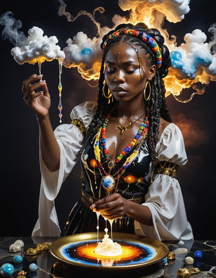 Zulu Sorceress Casting Magic Spell: Psychedelic Art