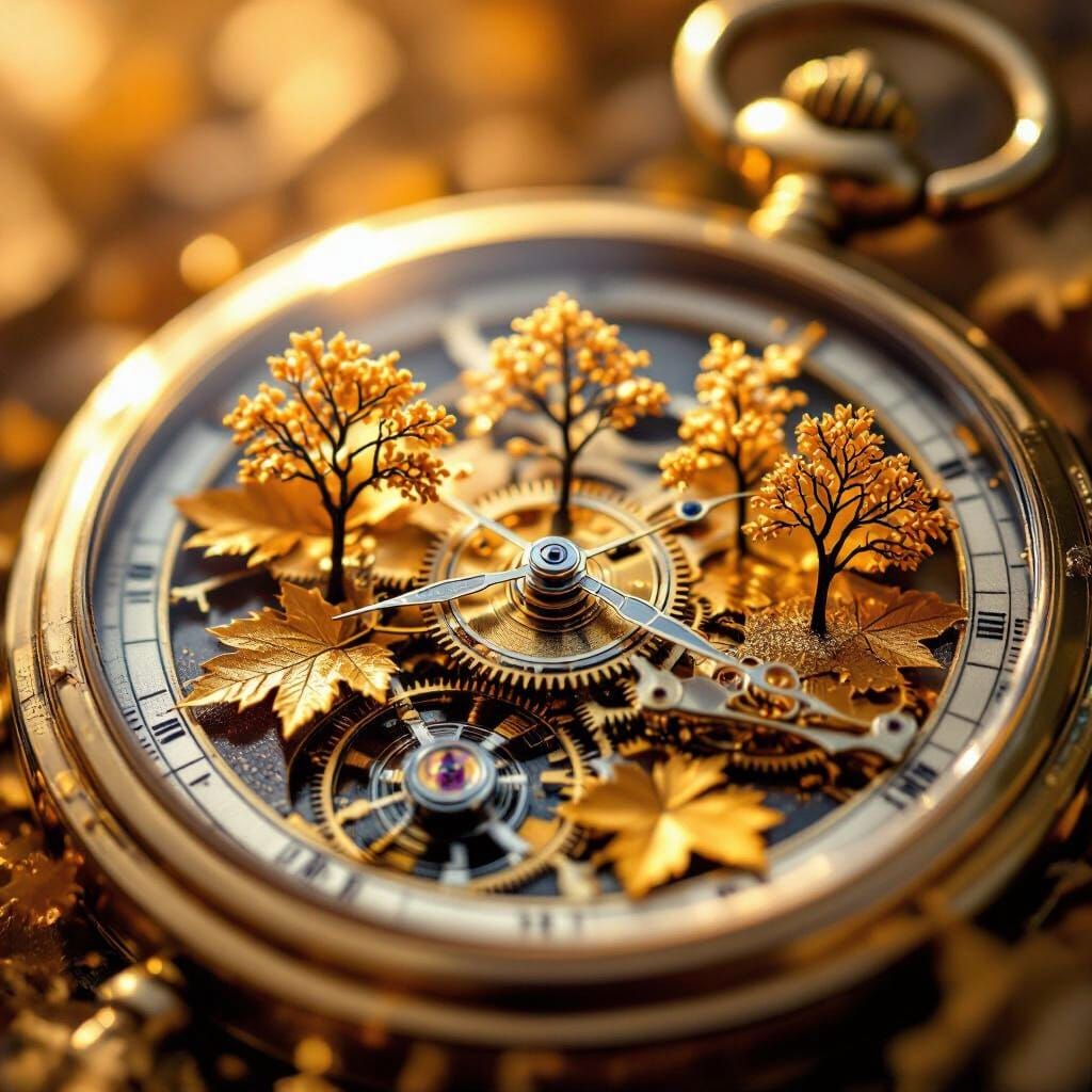 Macro Autumn Park Inside Pocket Watch Dial