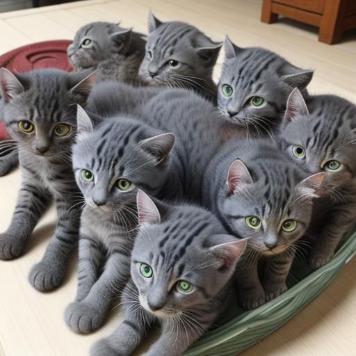 Mother Cat and Her Rainbow of Kittens