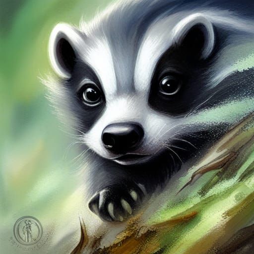 Armored Badger Samurai in Misty Fantasy Landscape