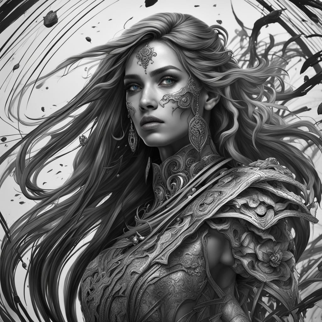 Scorpio Zodiac Beauty in Detailed Black and White