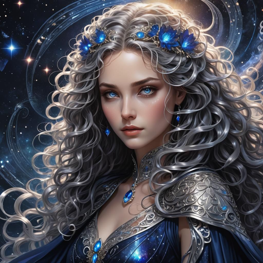 Celestial Being in Cosmic Landscape: Fantasy Art