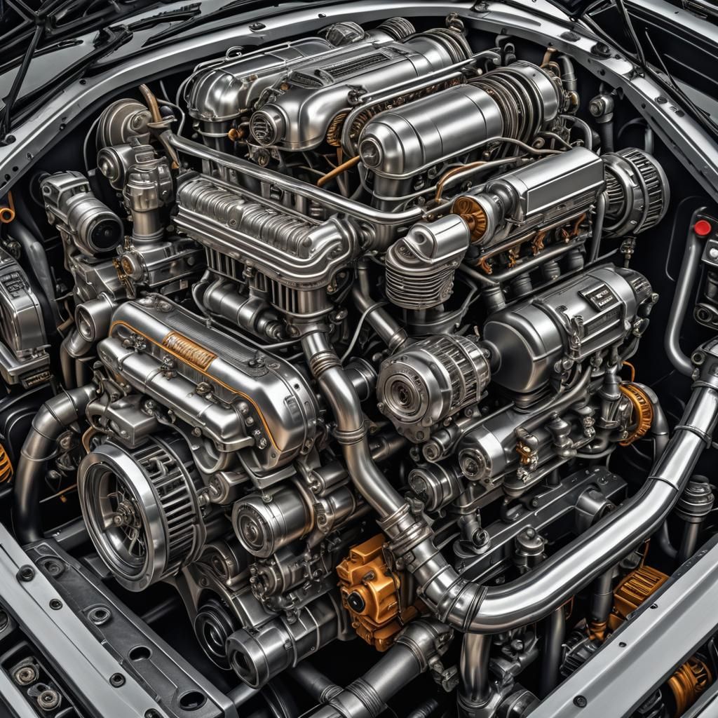 Hyperrealistic Escher Engine Bay Vehicle