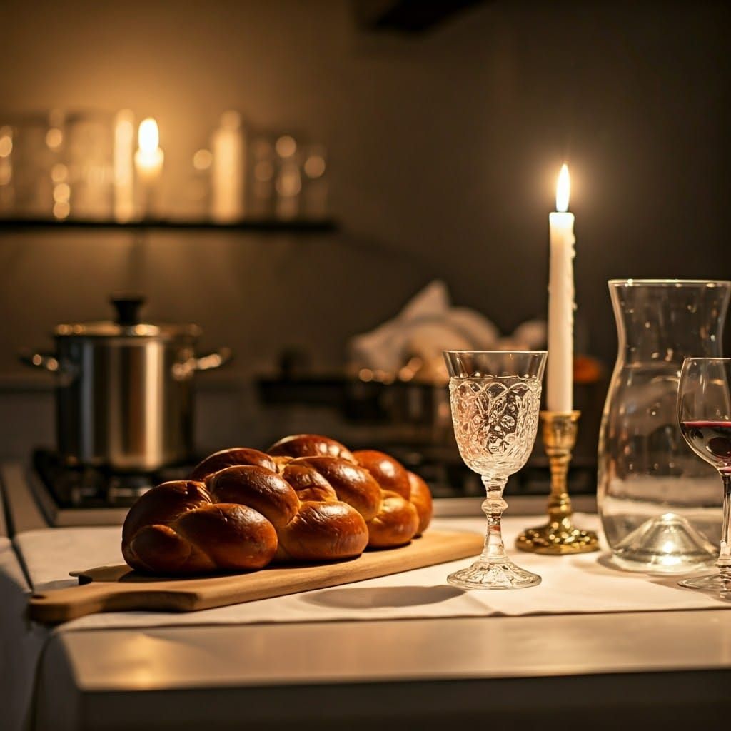 Shabbat Preparations in a Cozy, Golden Kitchen
