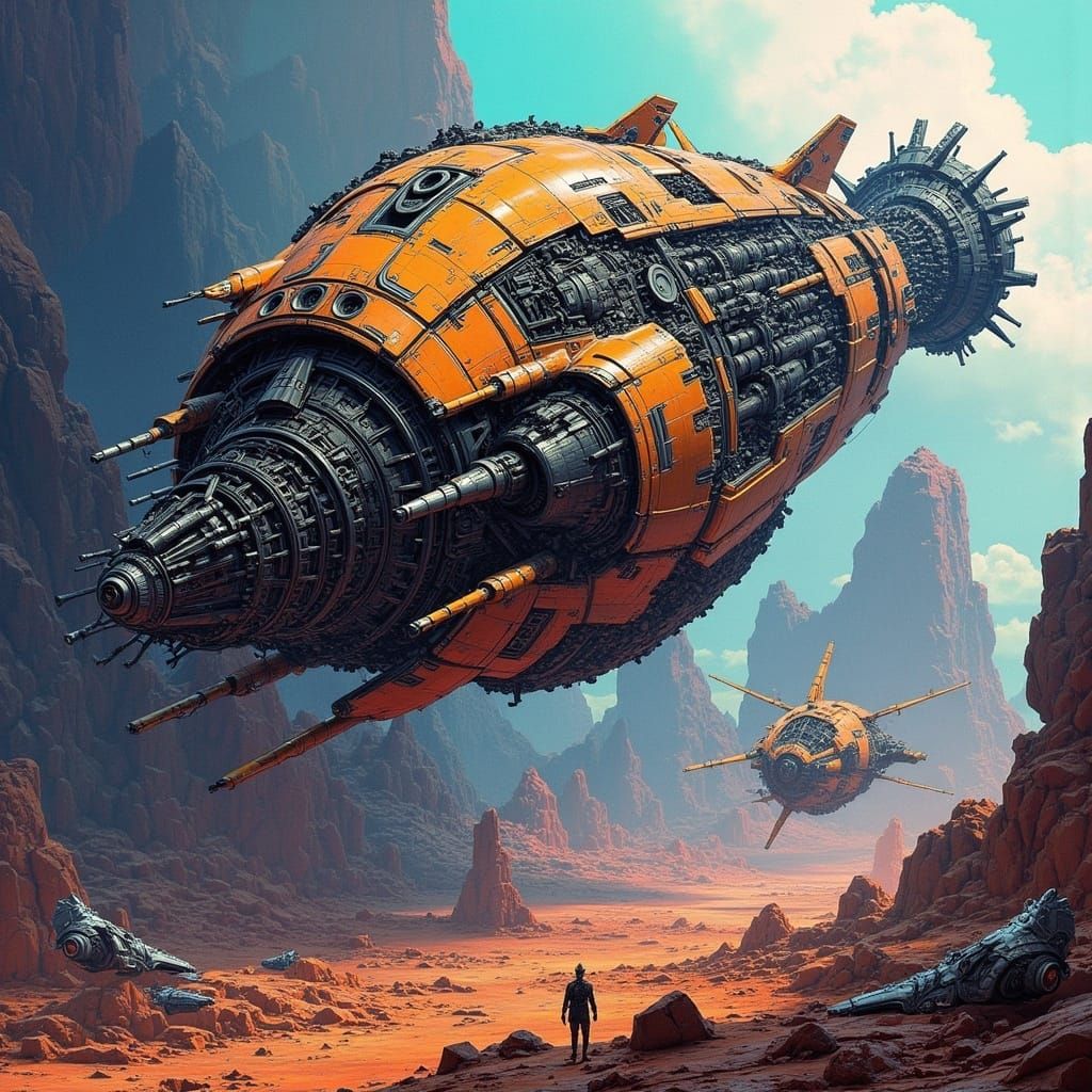 Cosmic Starship Wrecks Amidst Stellar Nebula