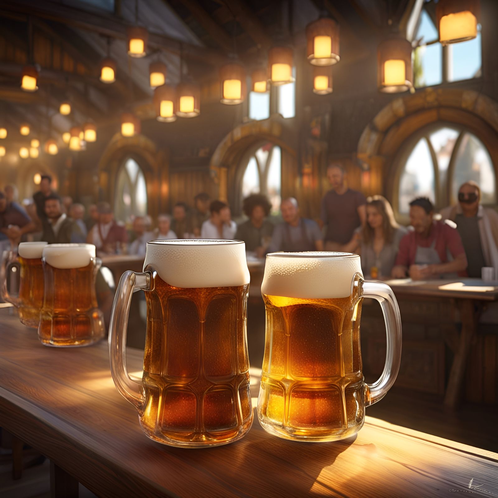 Oktoberfest Beer Mugs in Photorealistic Digital Art
