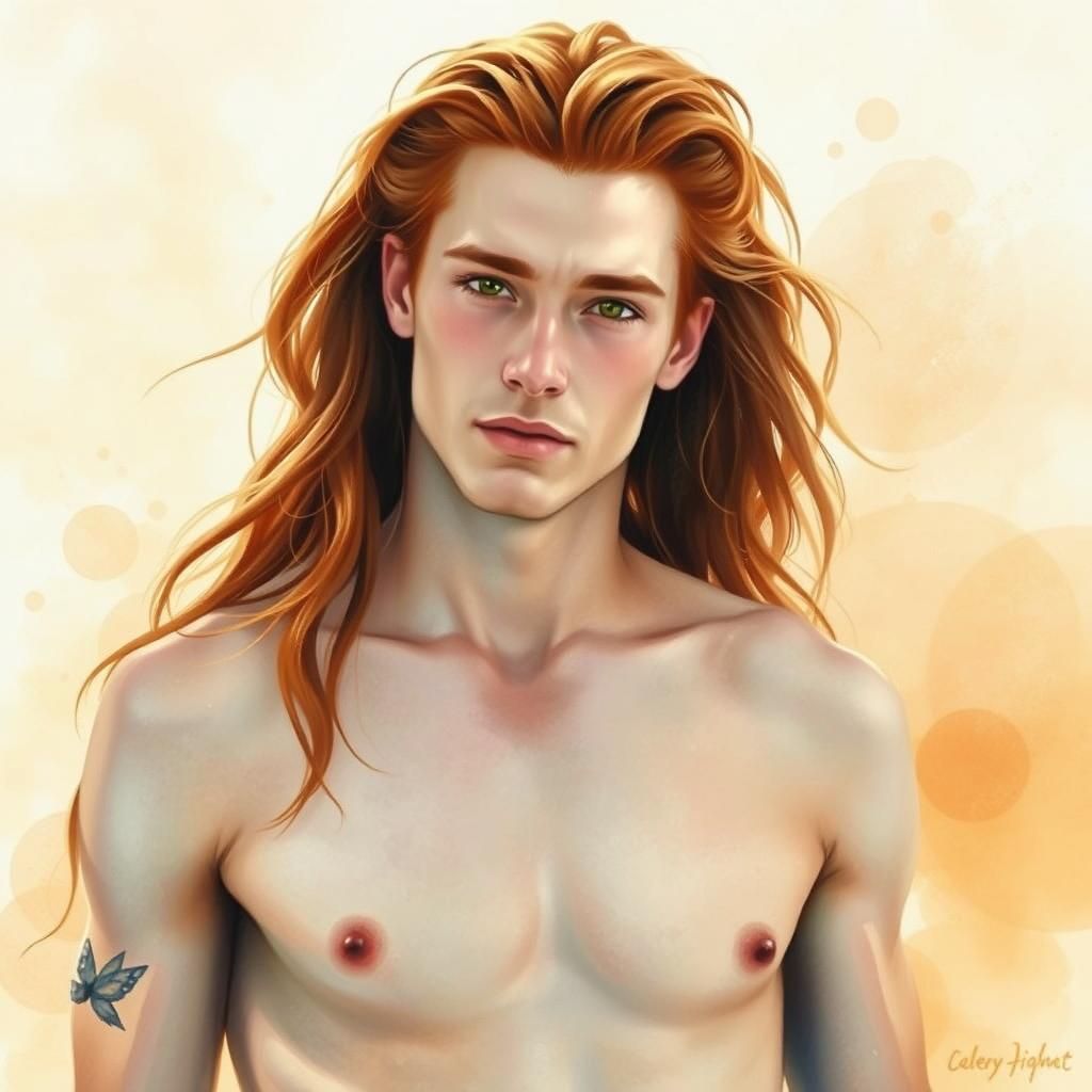 Ethereal Ginger Haired Man in Pre-Raphaelite Style