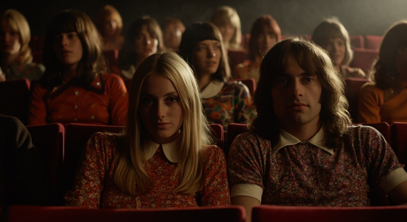 Ethereal 1970s Cinema Scene in Vibrant Colors