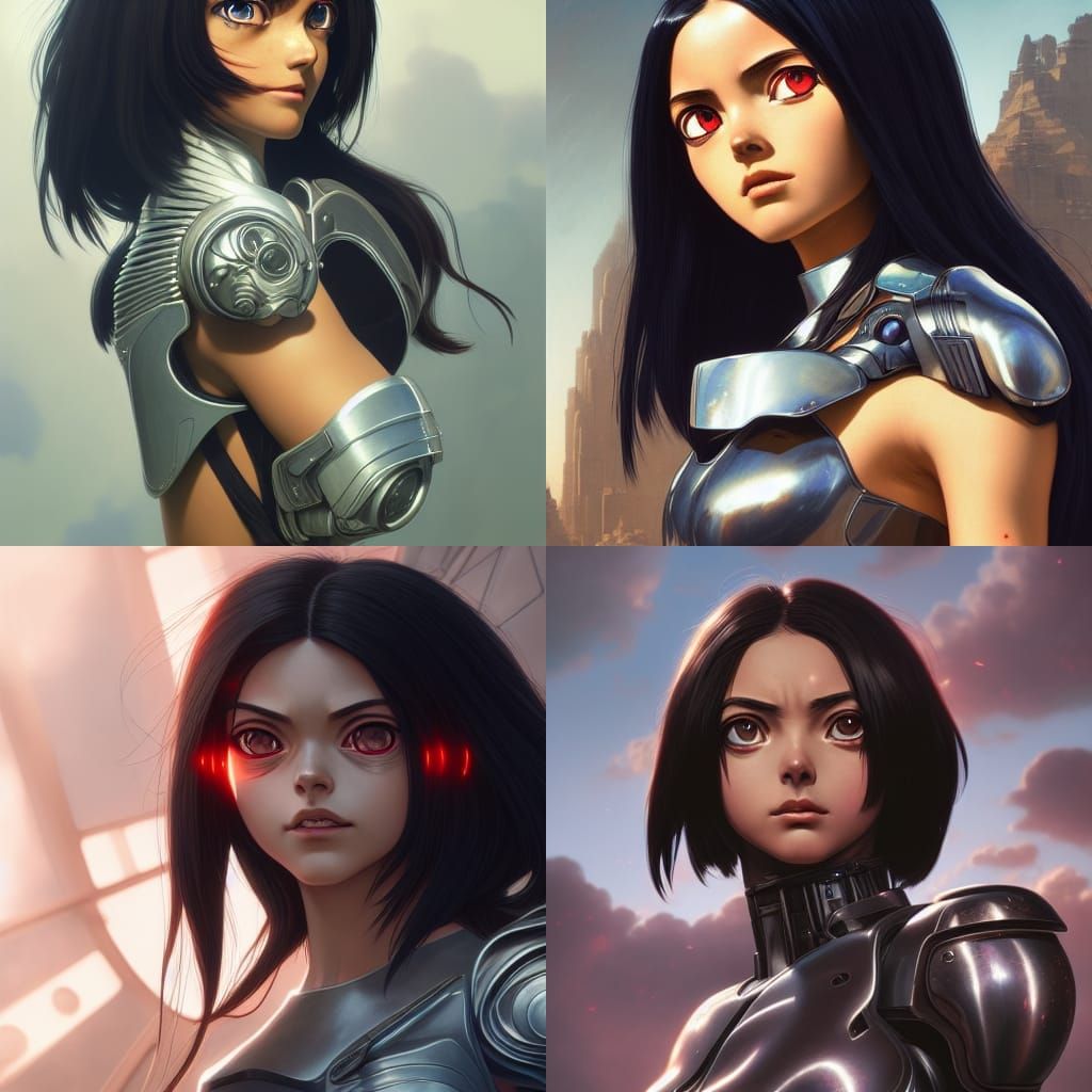 Battle Angel Alita Portrait in Hyperdetailed Digital Art