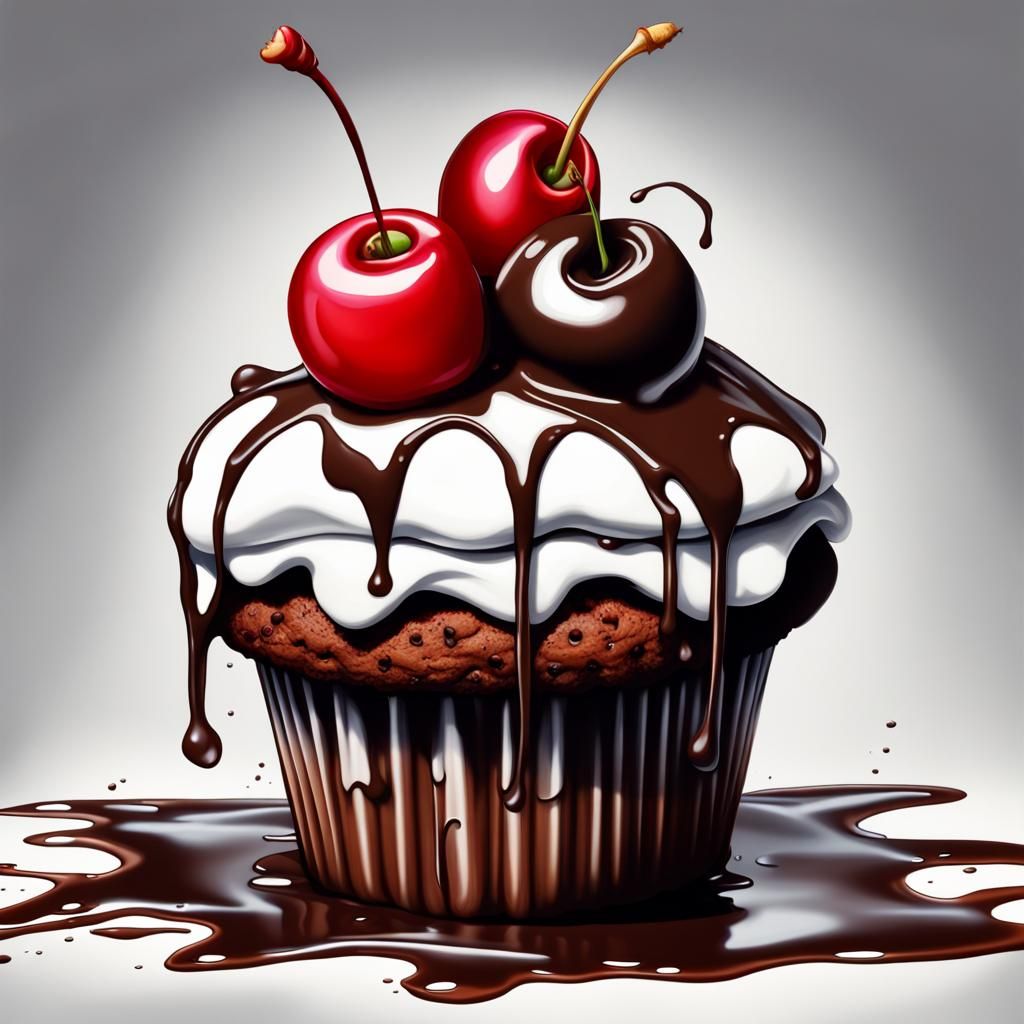 Colorful Graffiti Art of a Chocolate Muffin