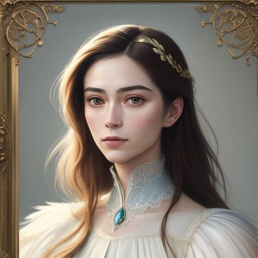 Hyper-Realistic Portrait with Art Nouveau Influences