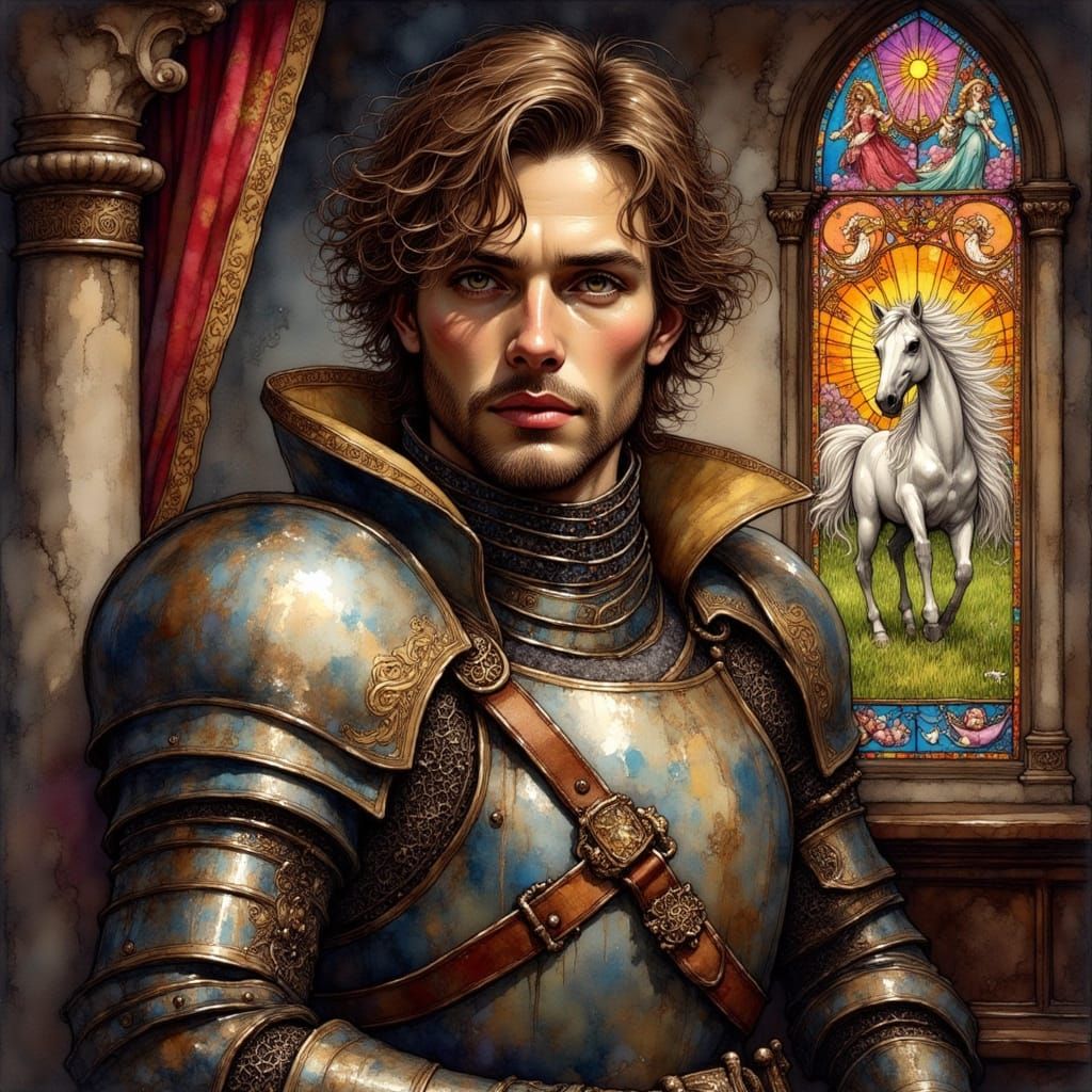 Handsome Knight in Medieval Setting, Fantasy Art