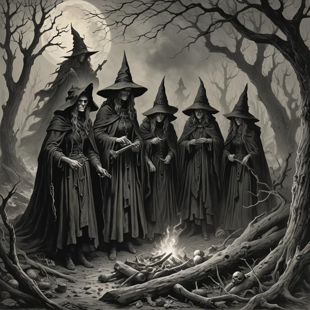 Horror Witch Coven in Doré and Rutkowski Style