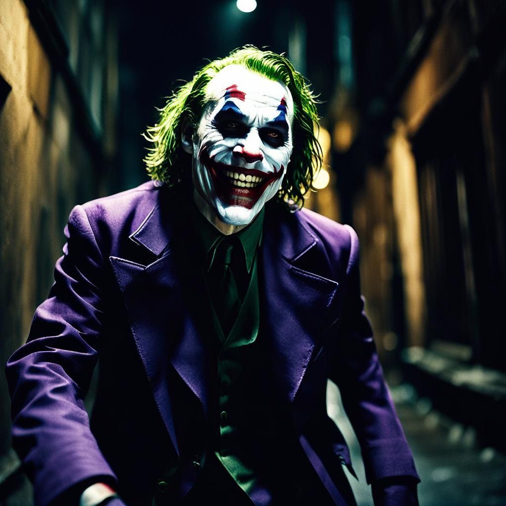 Sinister Jester Laughing in a Dark Alley