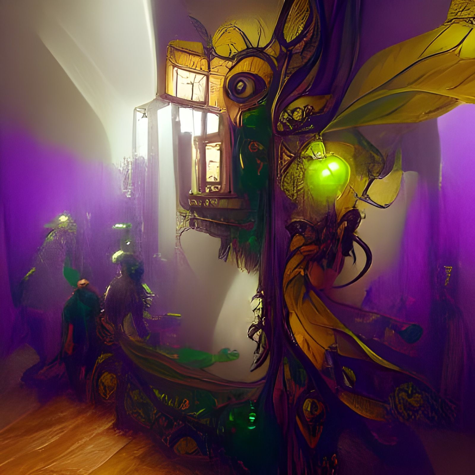 Adventurers Fleeing Insect Monster in Dark Hallway