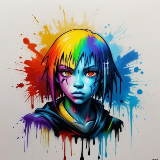 Colorful Graffiti Art Pencil Sketch