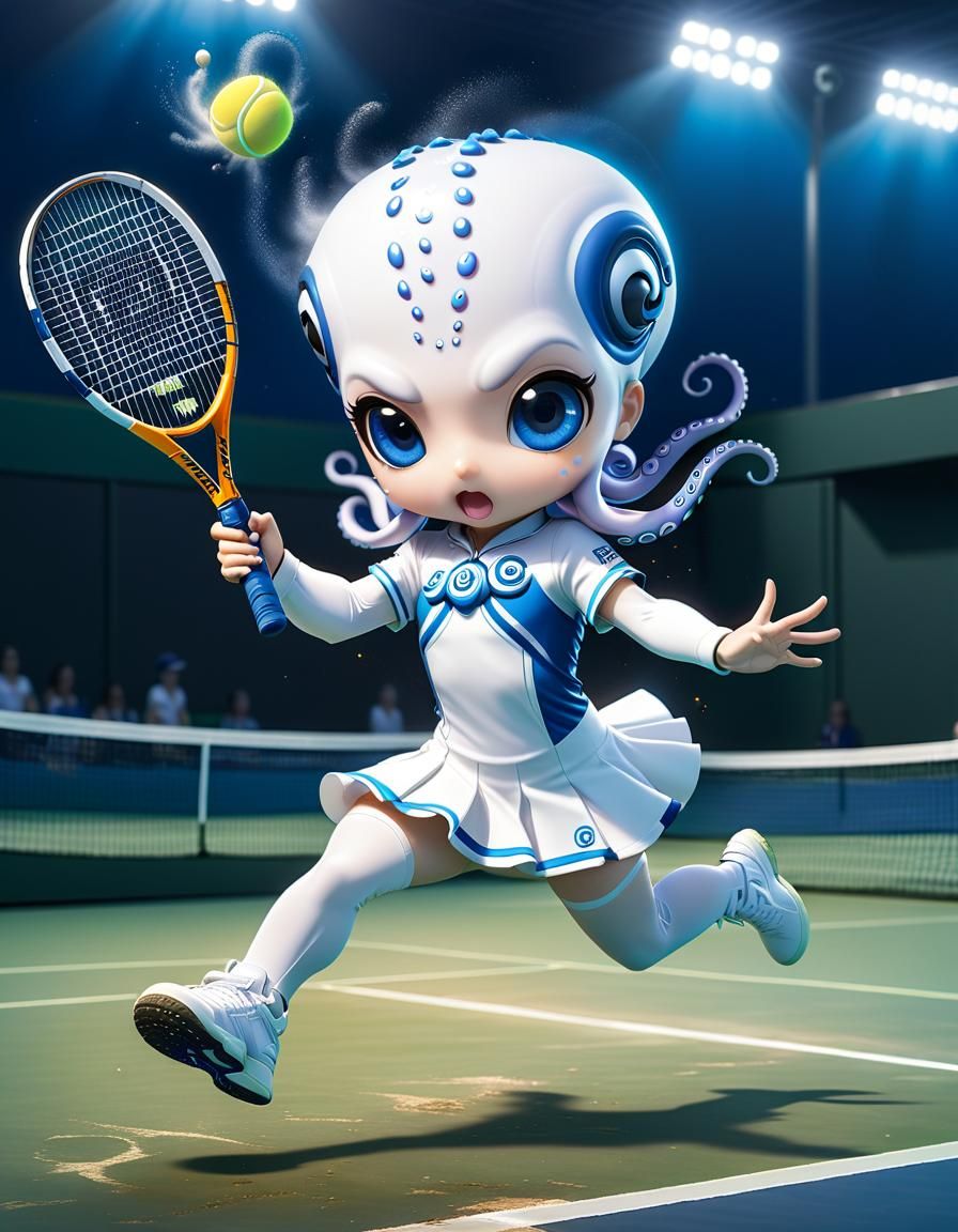 Chibi Octopus Tennis Player: Kramskoi and Jurabaev Style
