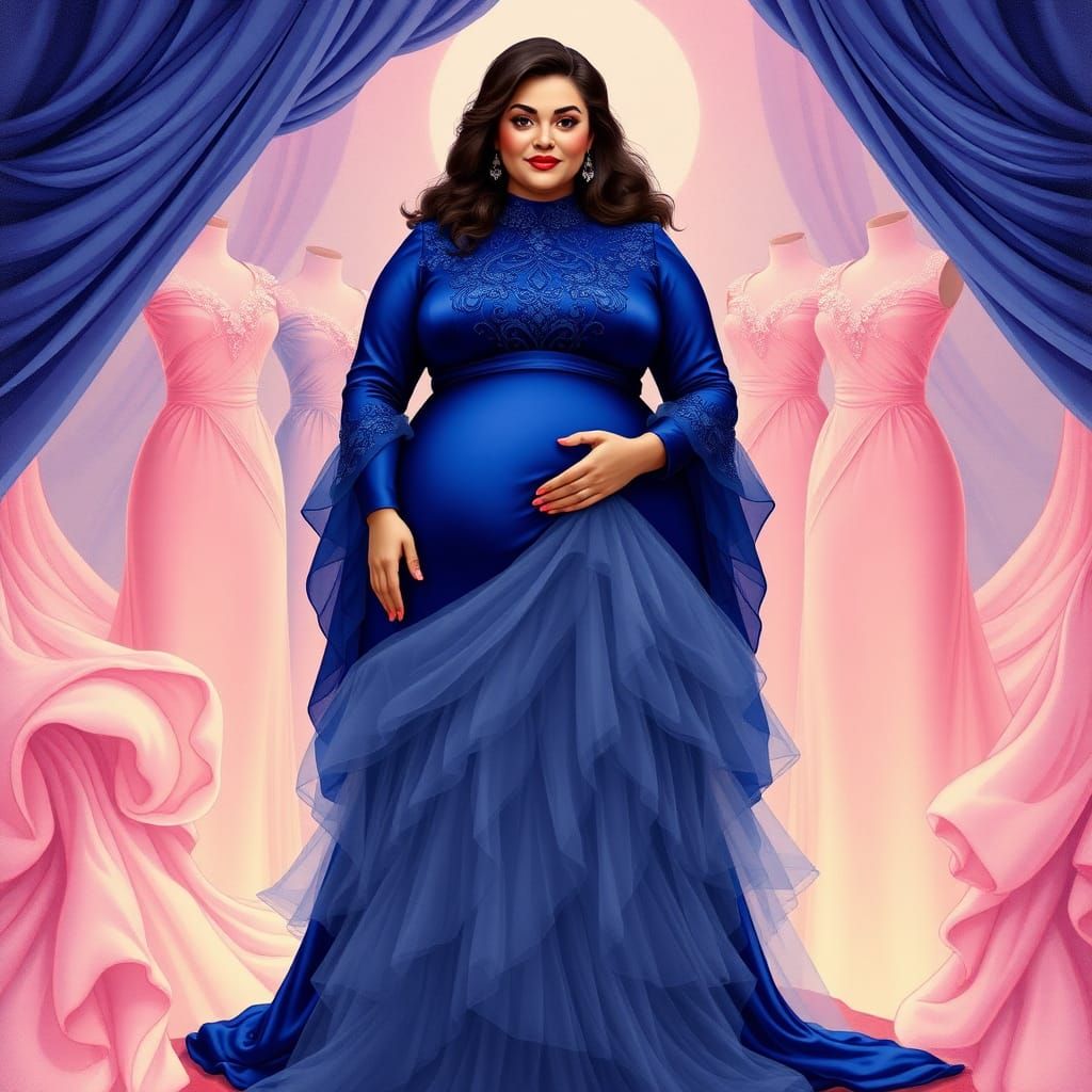 Plus-sized woman with a confident, curvy figure, accentuatin...