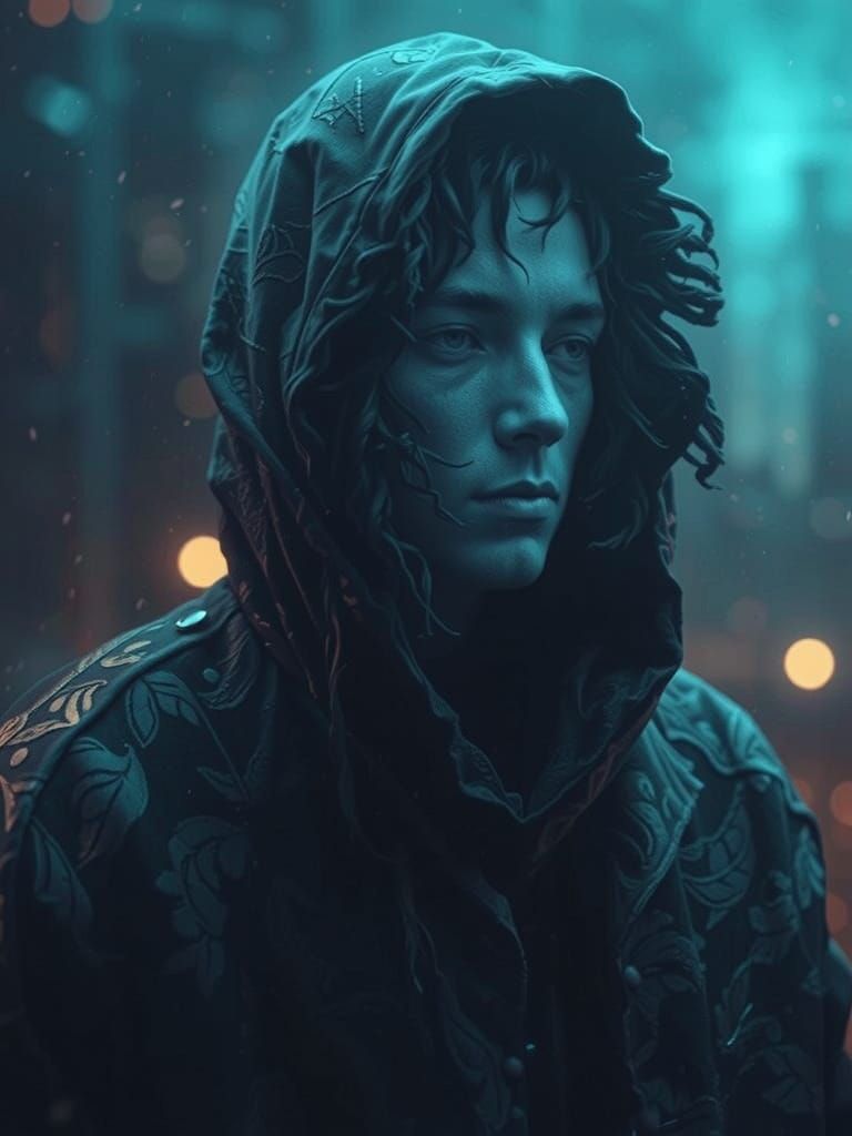 Ethereal Figure in Muted, Mystical Landscape