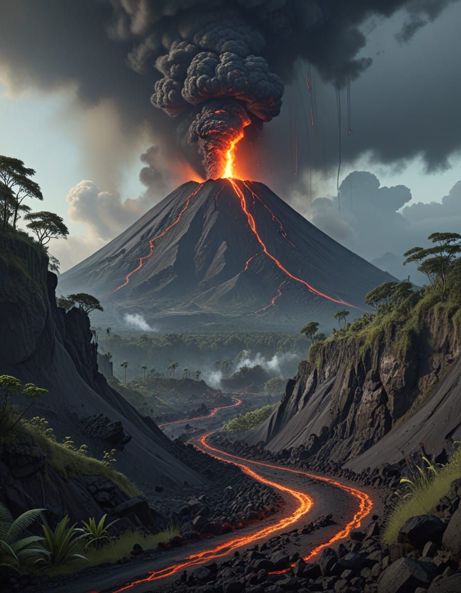 Majestic Indonesian Volcano Erupts in Breathtaking Landscape